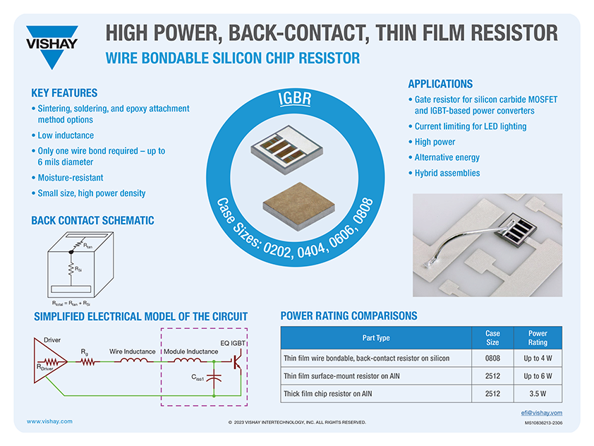 Wire Bondable Silicon Chip Resistor Vishay