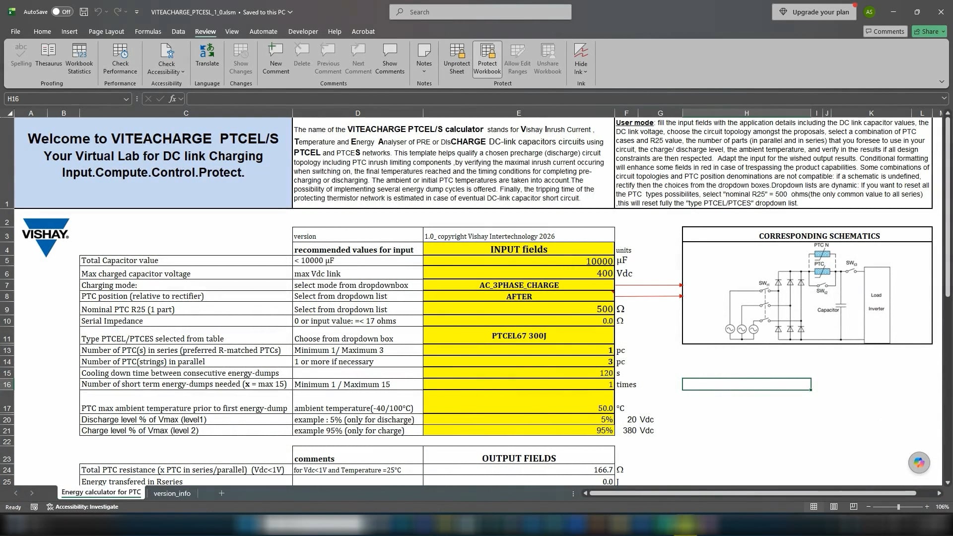 PTC Thermistors VITEACHARGE PTCEL / PTCES Calculator Demo Video